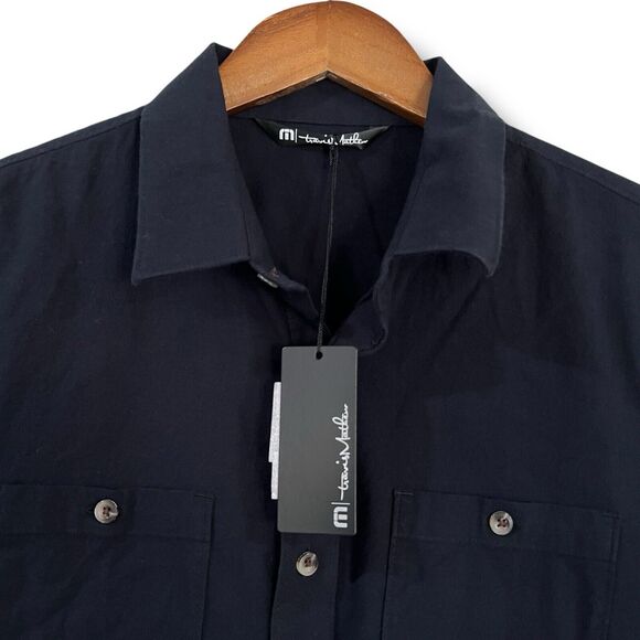 NWT Travis Mathew Mens Sz S Cloud Flannel Button Up Long Sleeve Shirt Black $140 - Picture 4 of 11